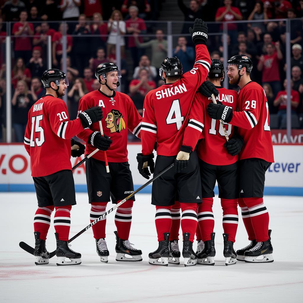 Haaland celebrating a goal with teammates