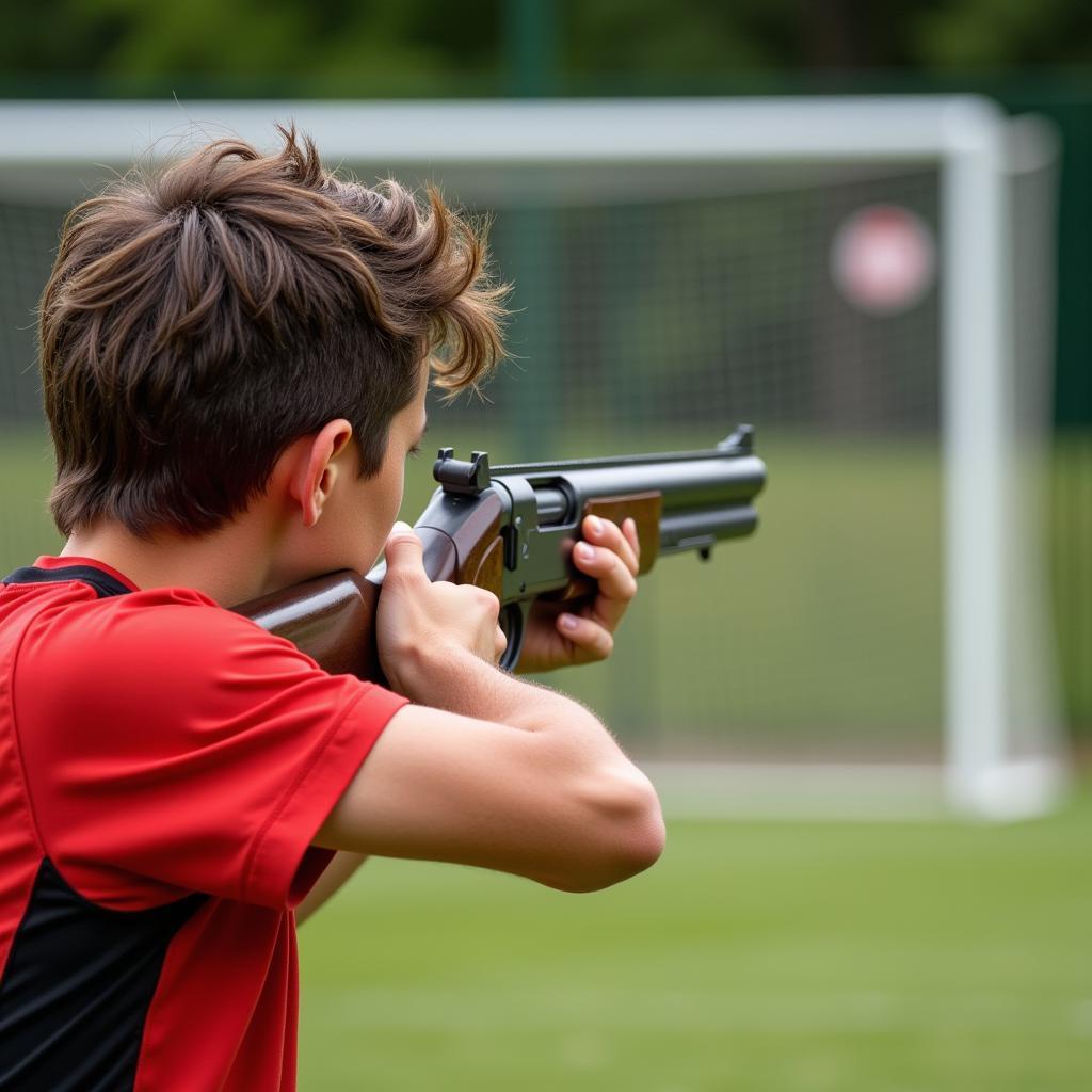 Erling Haaland practicing his shooting accuracy on the training ground