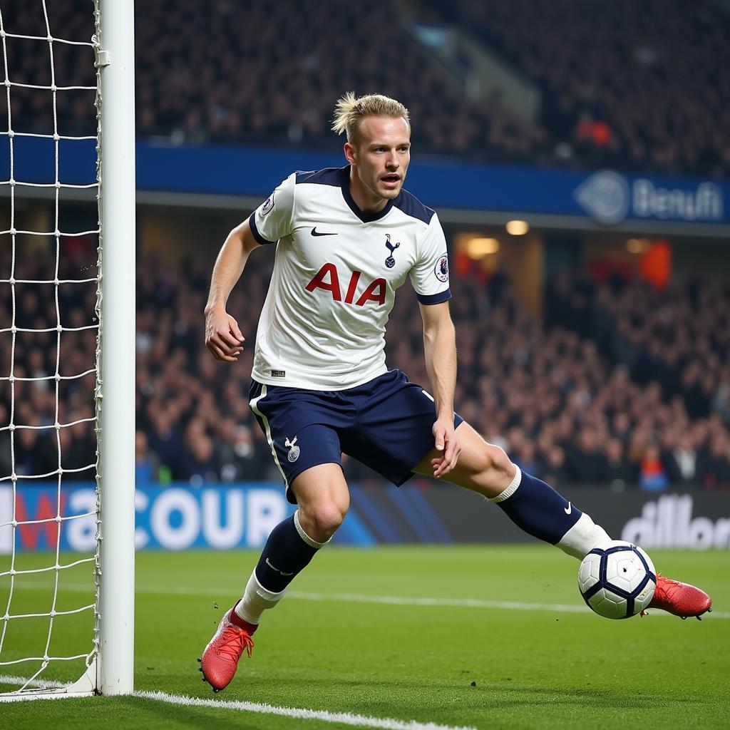 Haaland scoring a goal for Tottenham at the Tottenham Hotspur Stadium