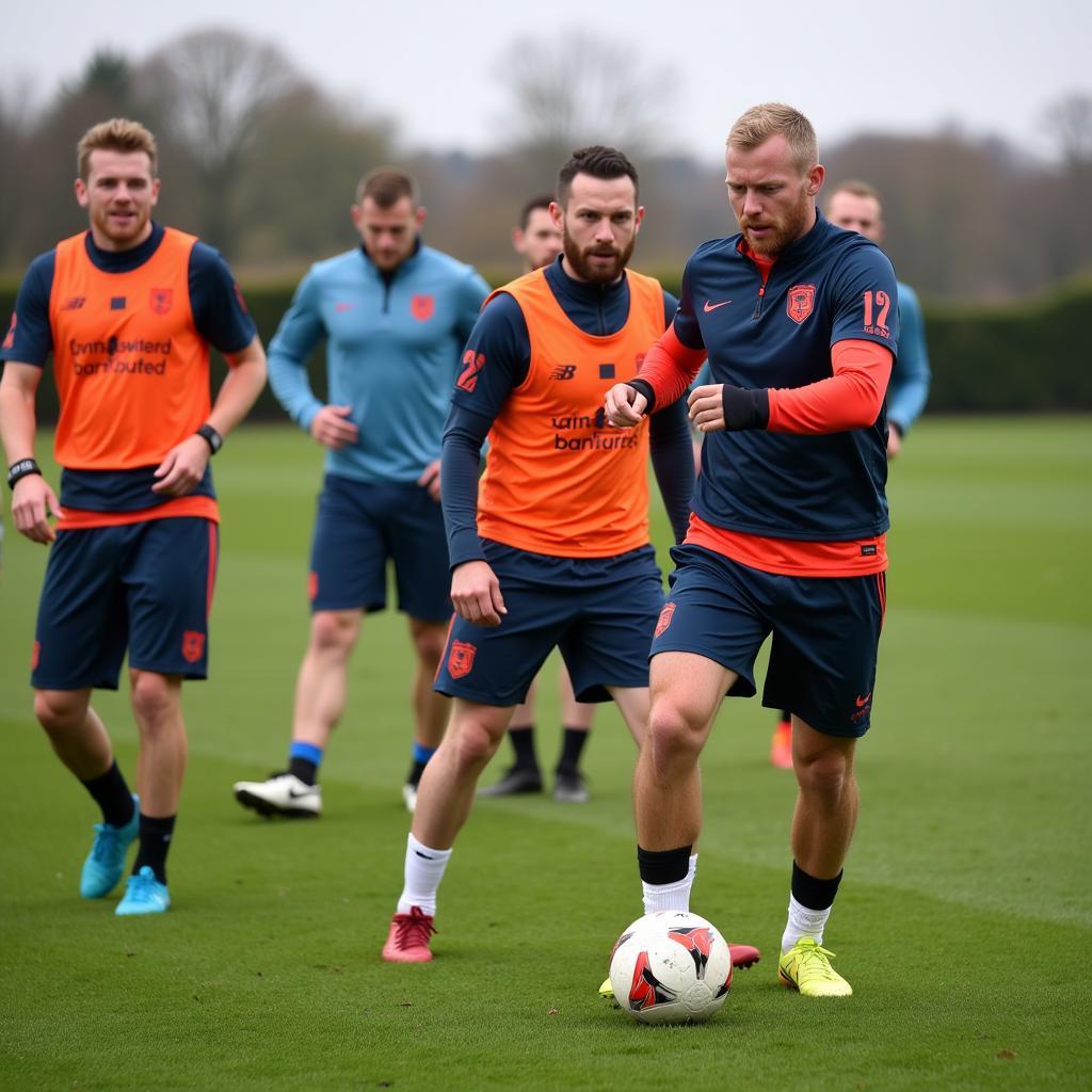 Haaland training with Ashton United players