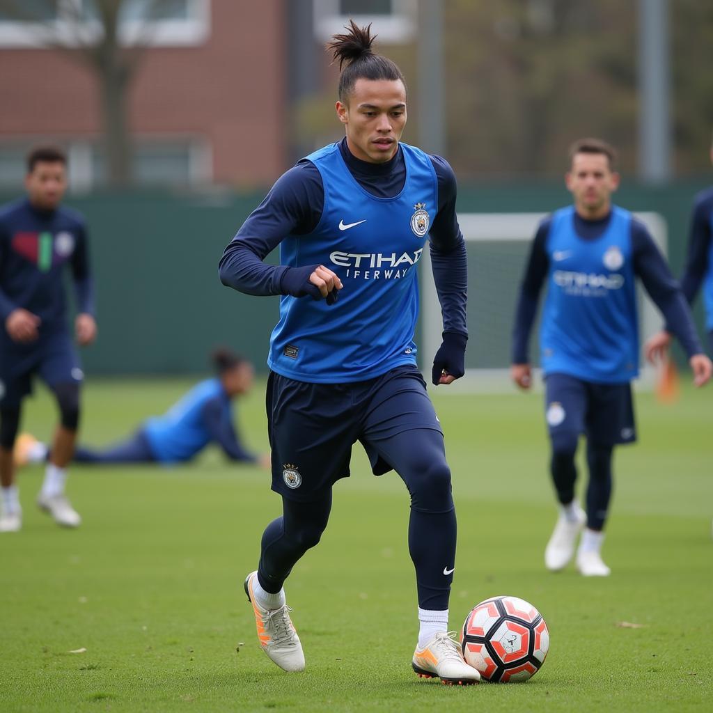 Haaland trains at the City Football Academy