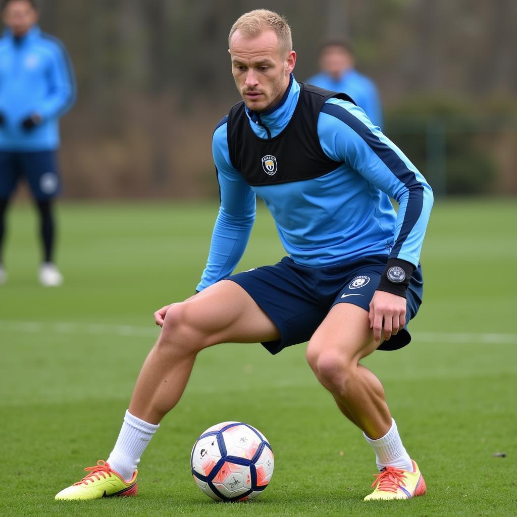 Haaland training at Man City - Haaland practices his finishing skills.