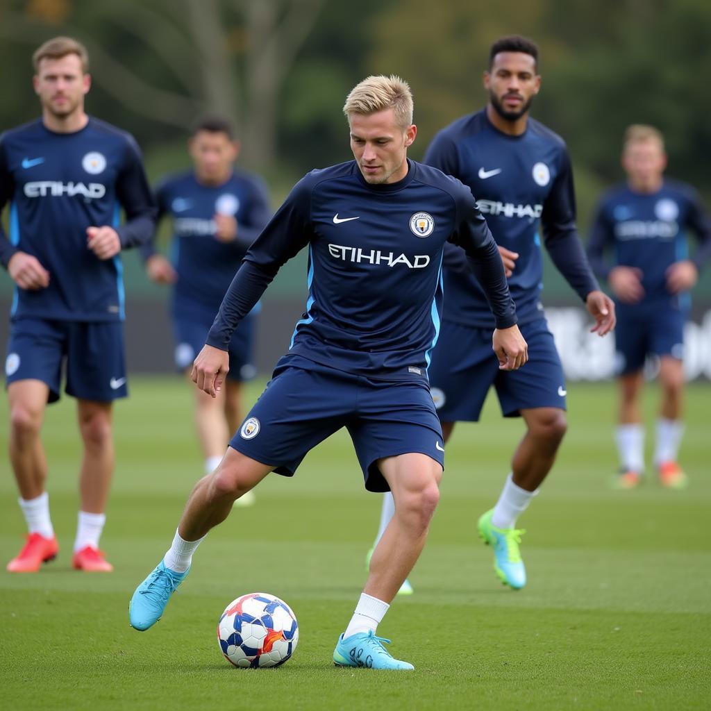 Haaland training with Man City