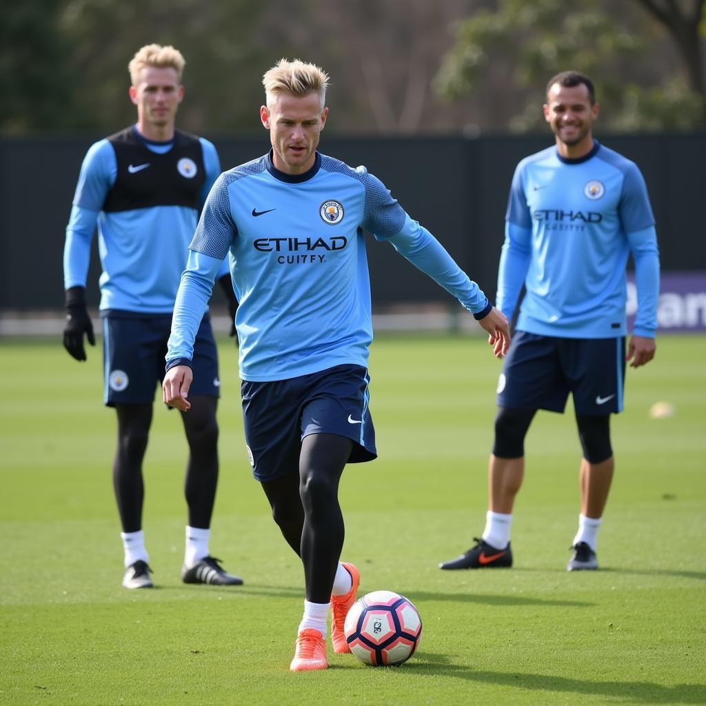 Haaland training with Manchester City.