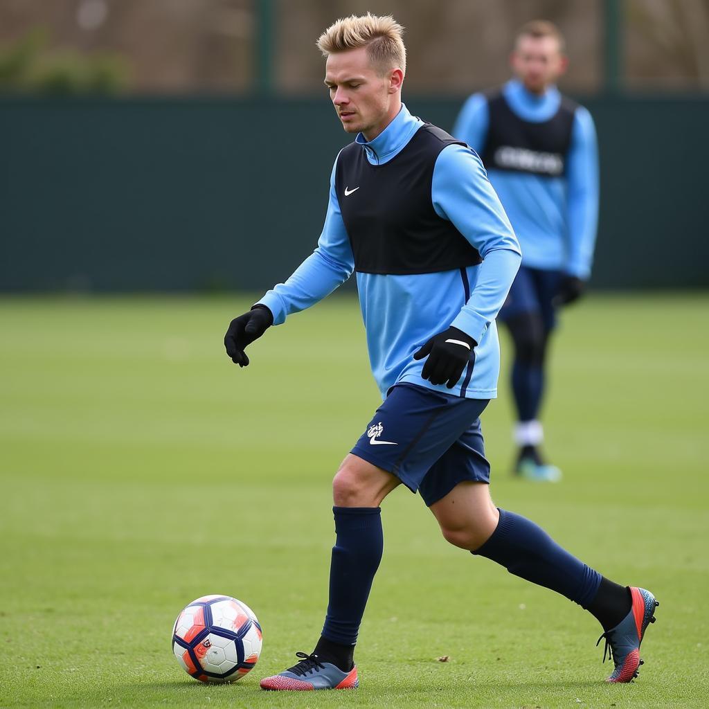 Erling Haaland training with Man City