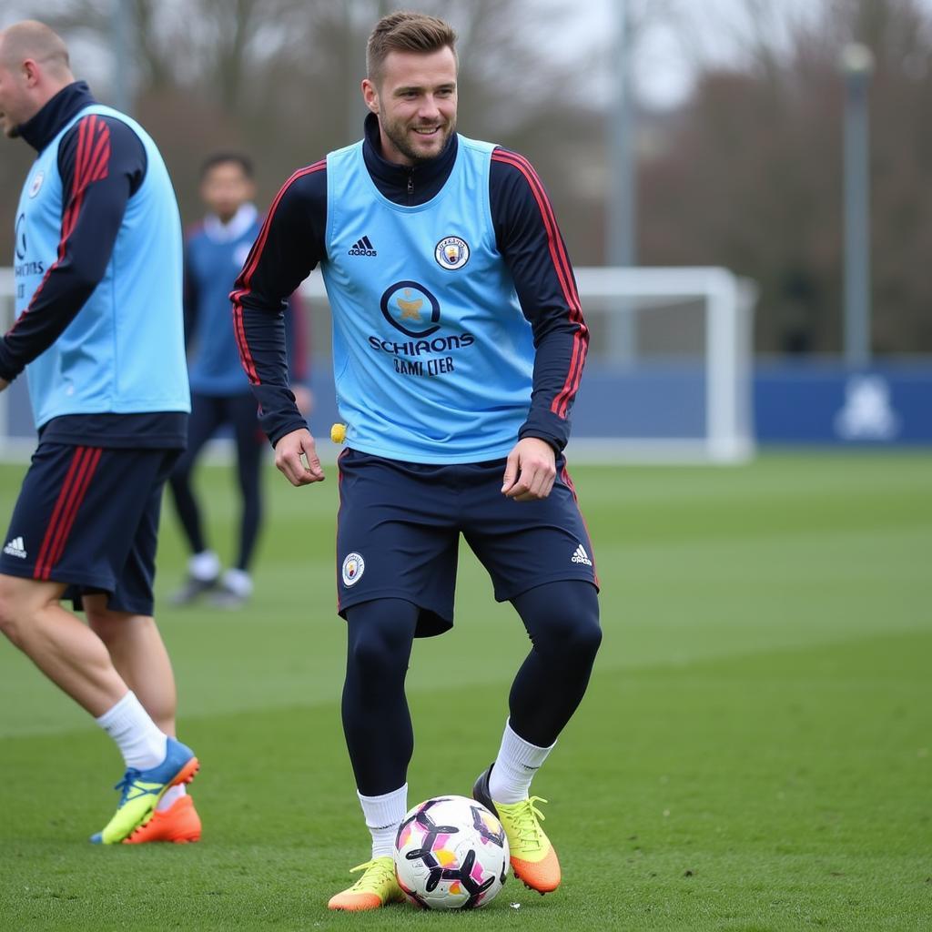 Haaland training with Manchester City at the City Football Academy