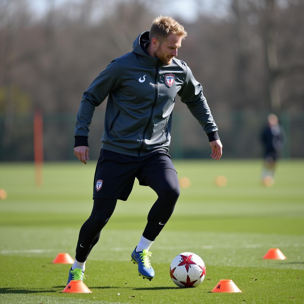 Haaland honing his skills during a training session