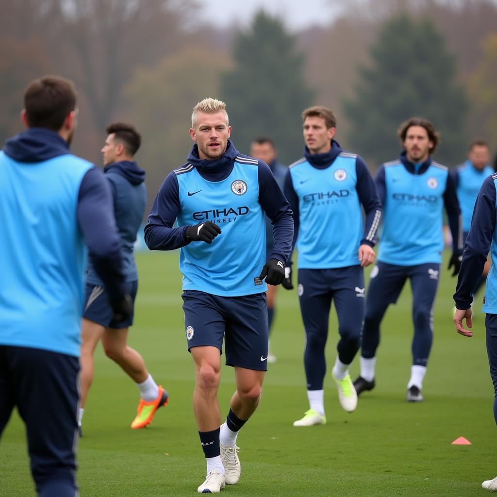 Haaland training with Man City teammates