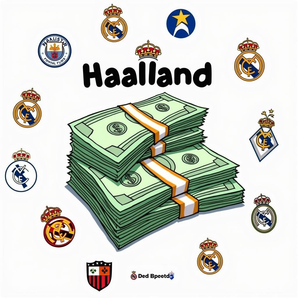 A graphic representing the potential transfer fee for Erling Haaland and the competing clubs.