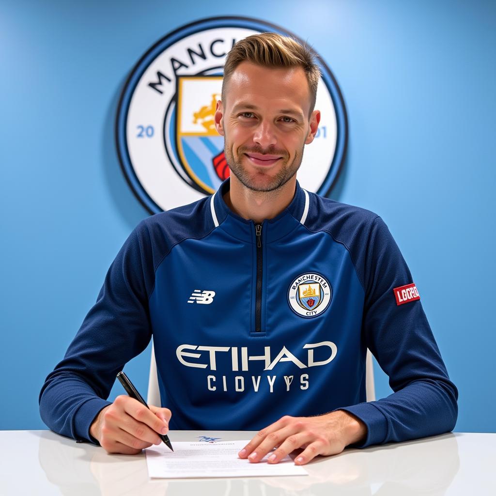 Haaland signing his contract with Man City