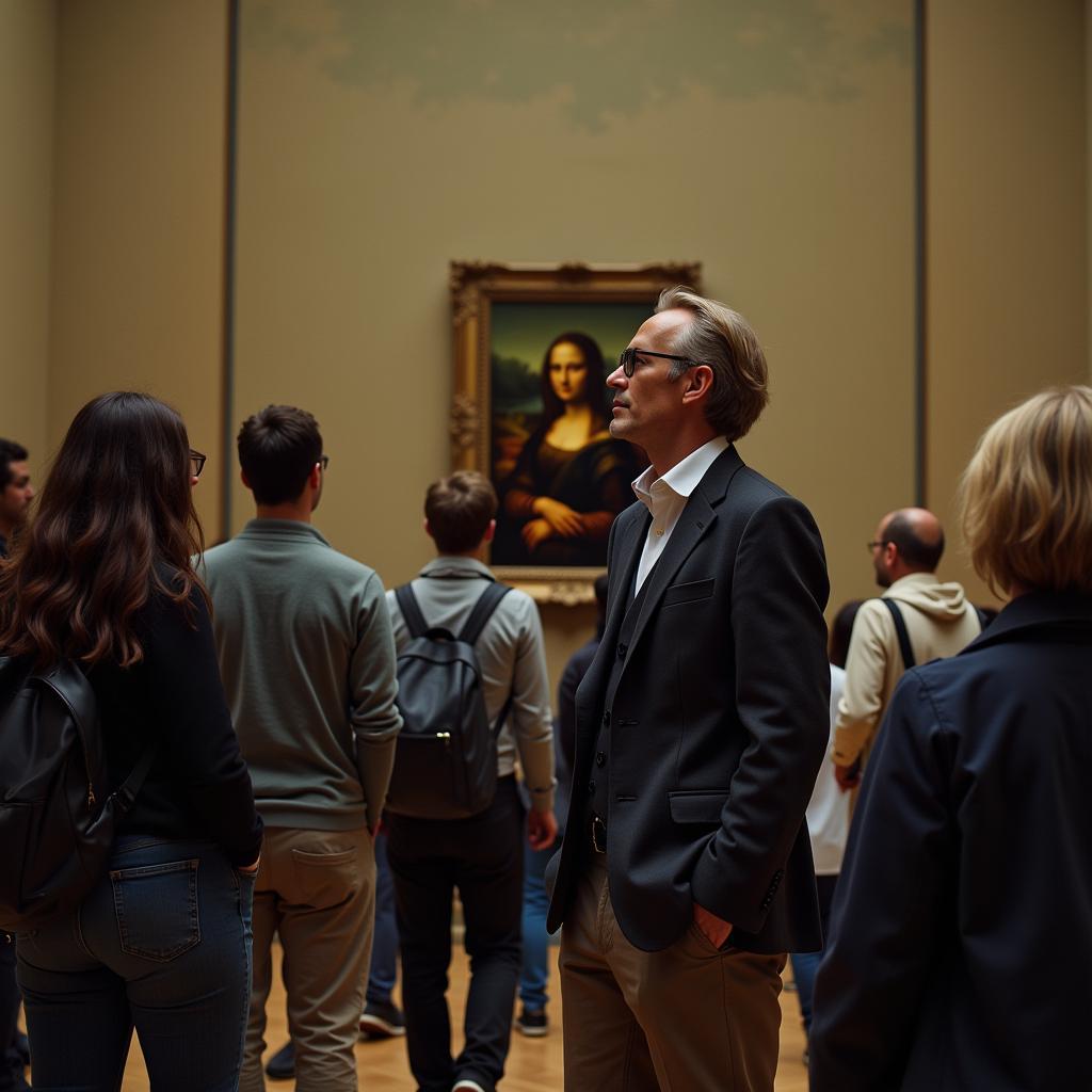 Erling Haaland visiting the Louvre Museum in Paris.