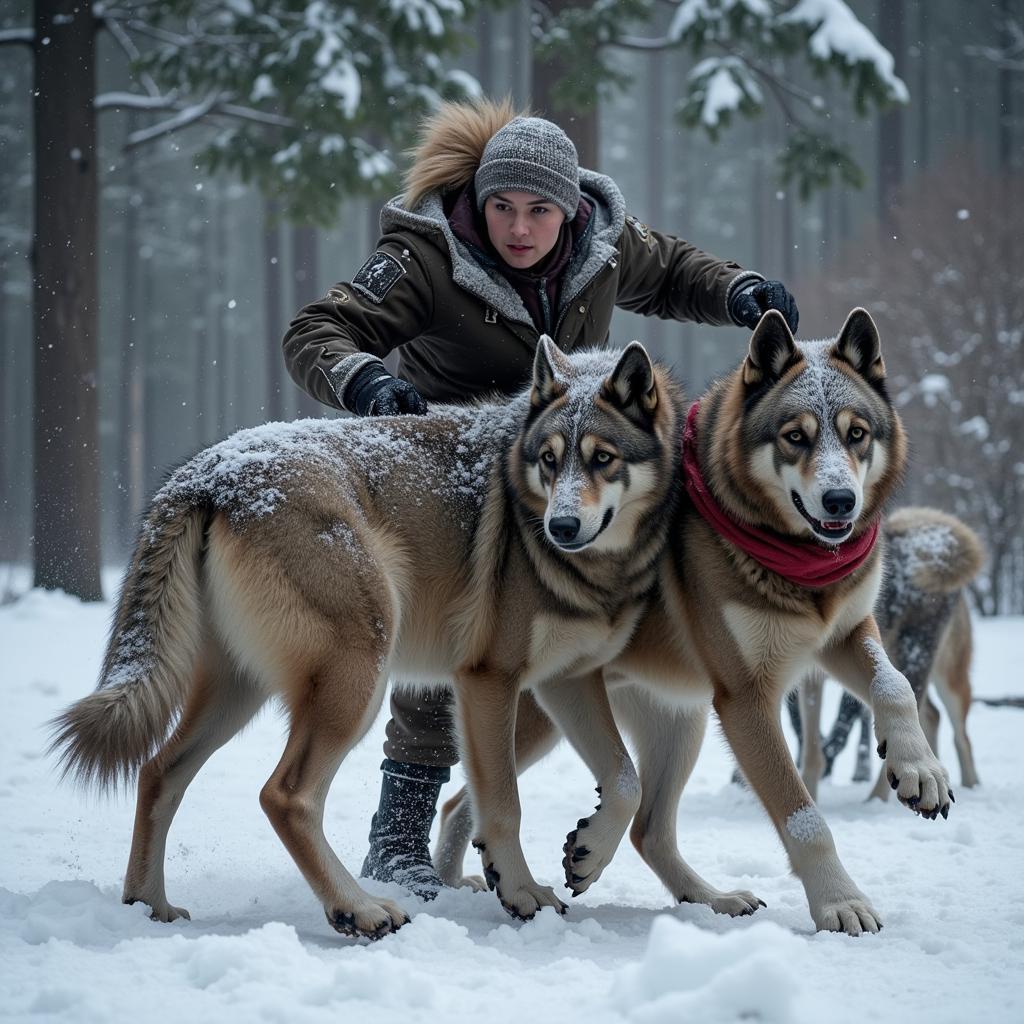 Haaland battling Wolves defenders