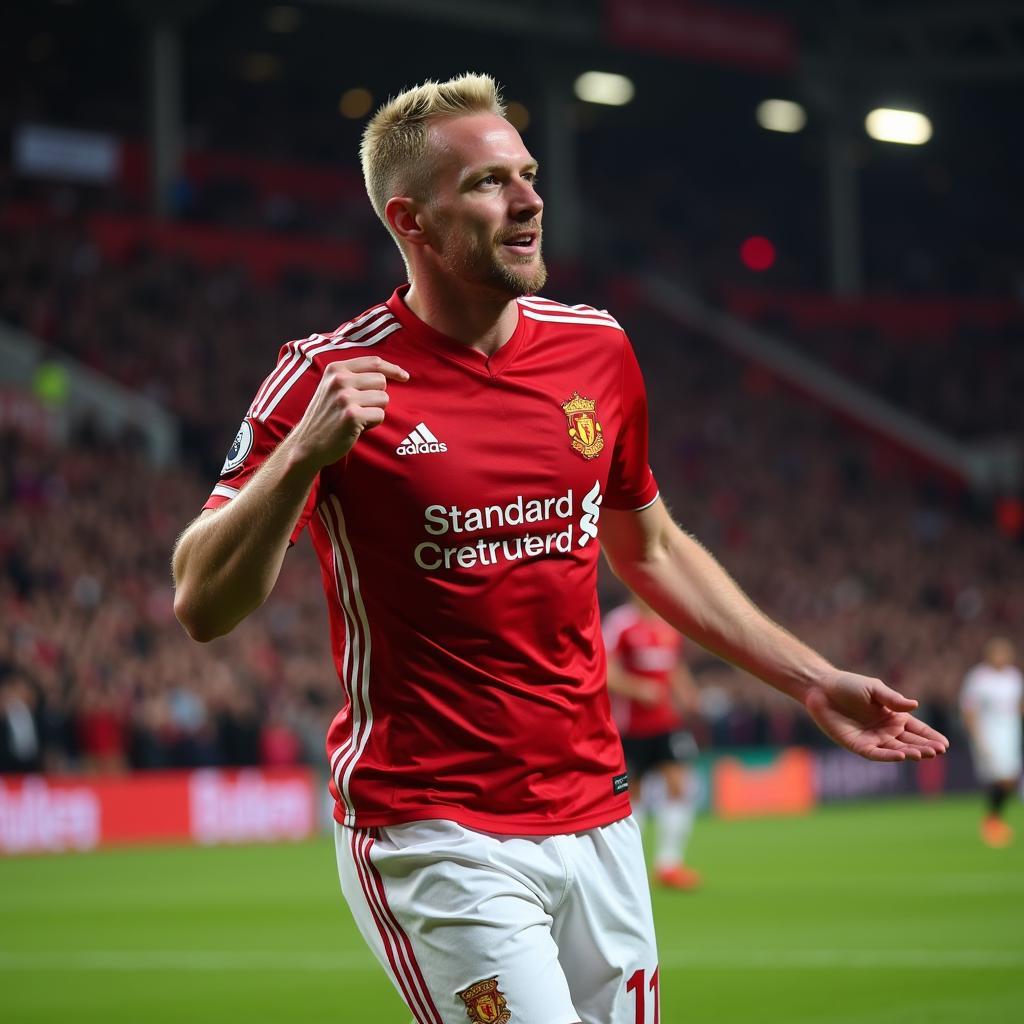 Haaland celebrating a goal against West Ham