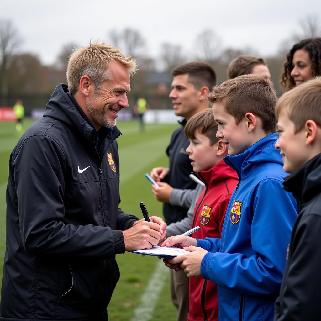 Haaland interacting with young fans