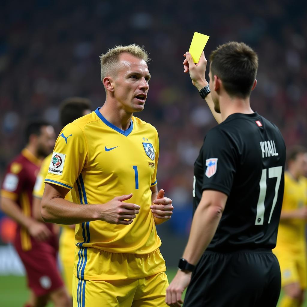 Haaland Receiving a Yellow Card