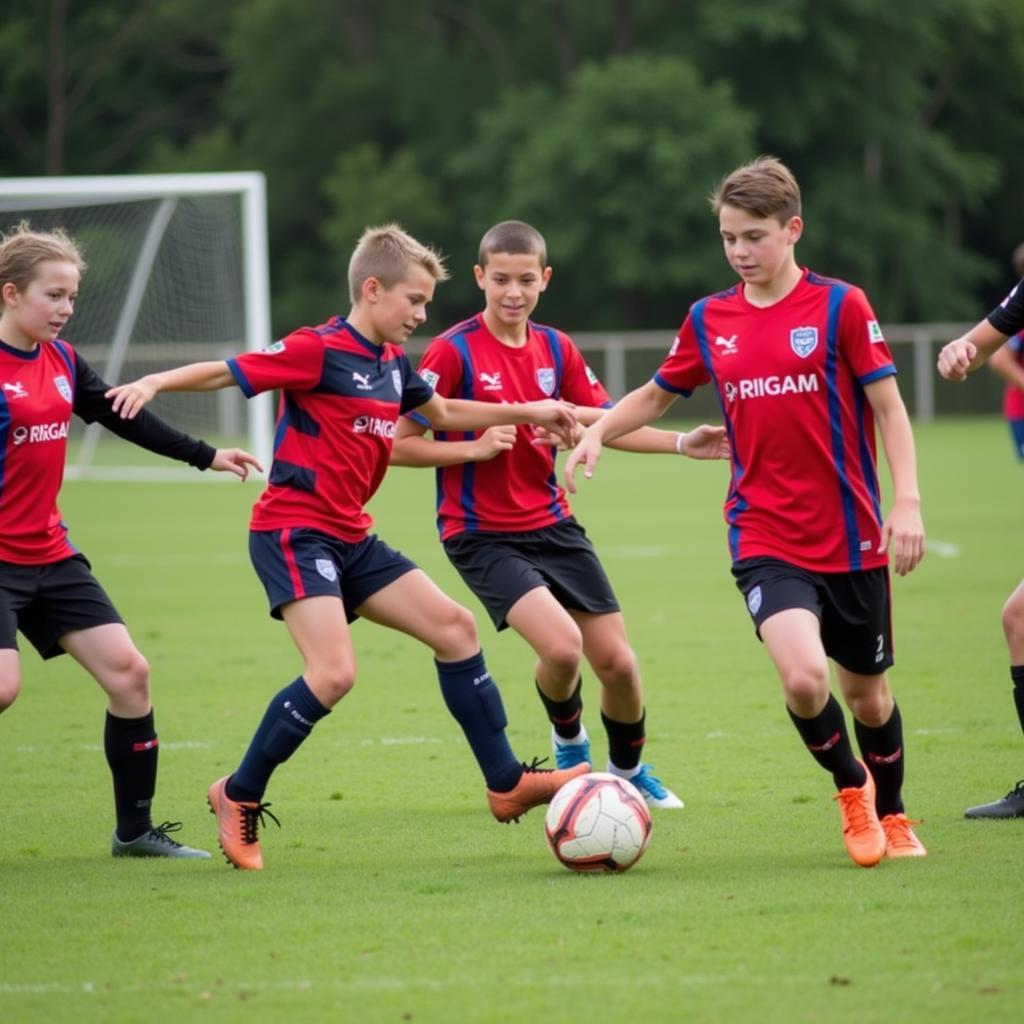 HAGL youth players competing in a friendly match