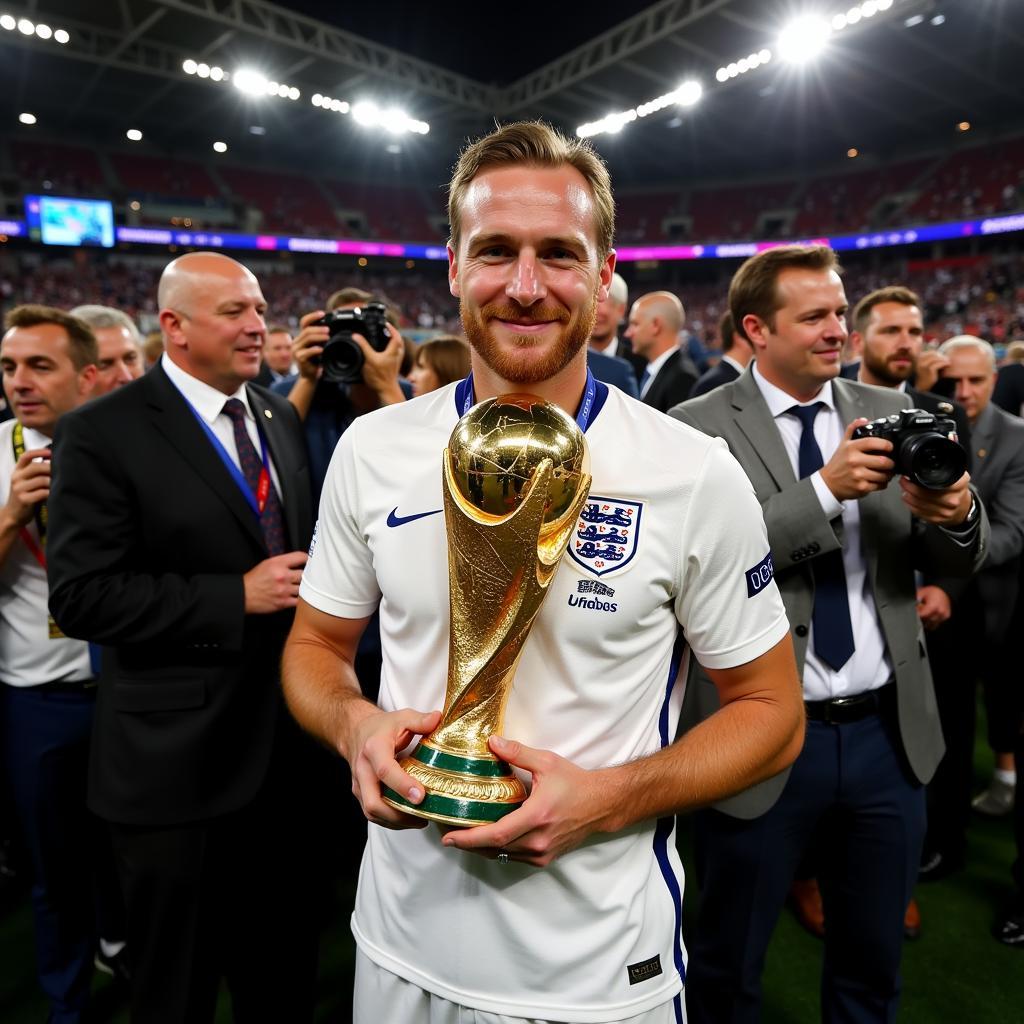 Harry Kane winning the Golden Boot at the 2018 World Cup