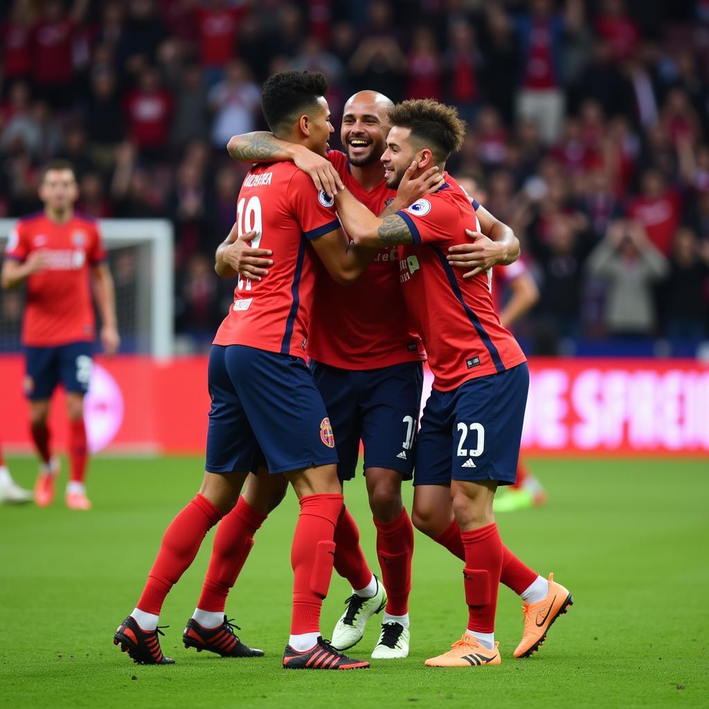 Hector SLNA celebrating a goal with teammates