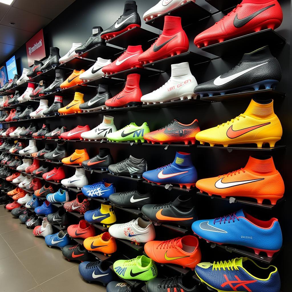 Football Boots Display in a Ho Chi Minh City Sporting Goods Store