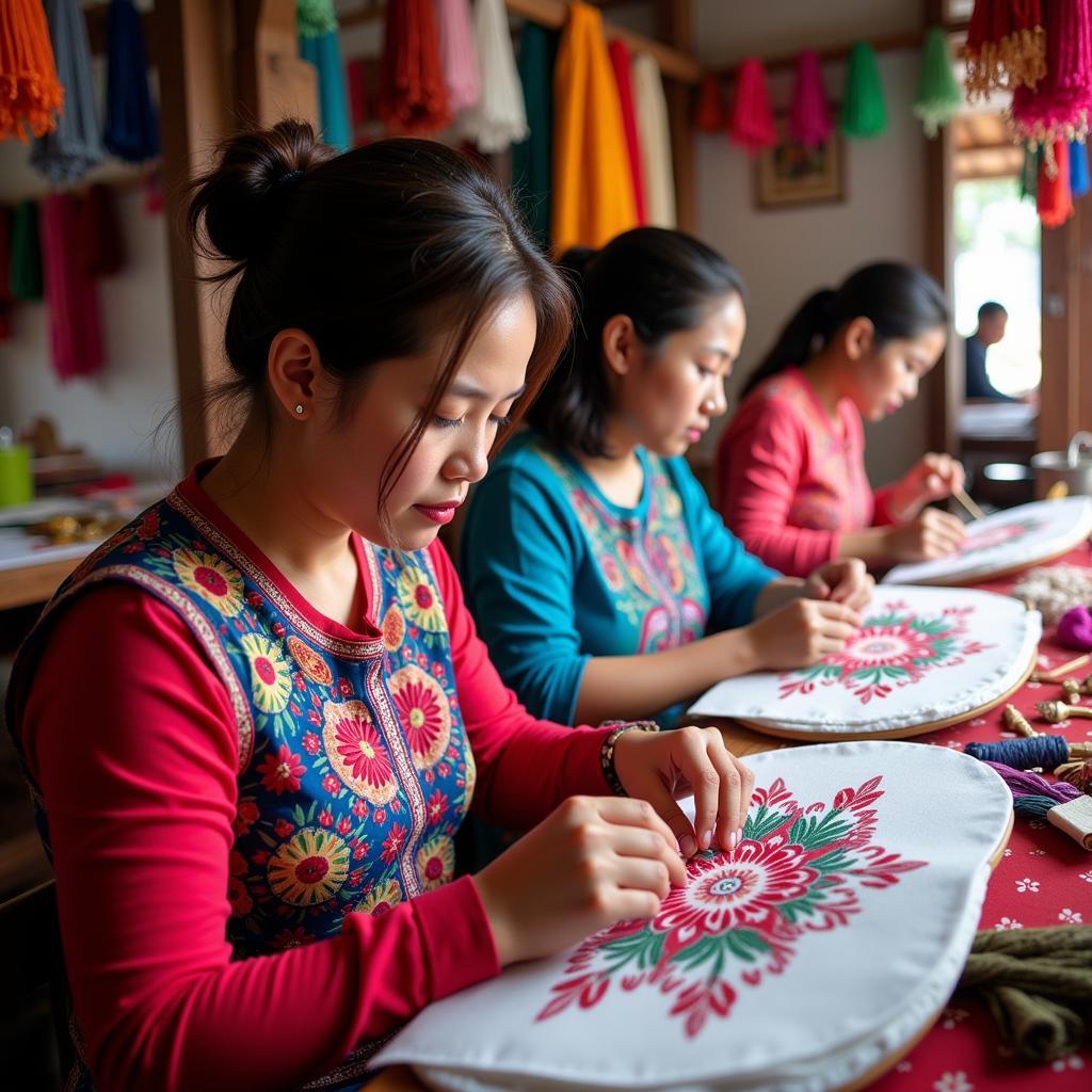 Embroidery workshop in Hue