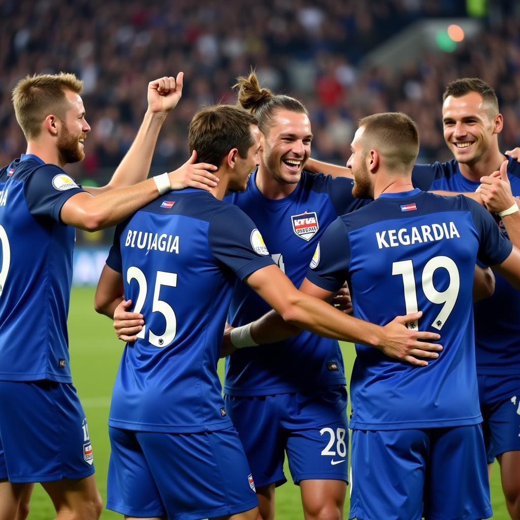 Iceland National Football Team Celebrating a Victory