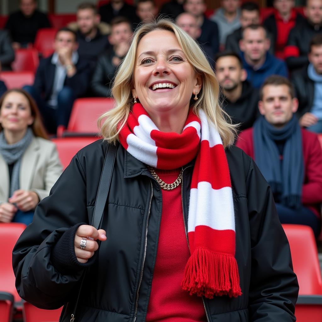 Inger Marie Haaland supporting Erling at a football match