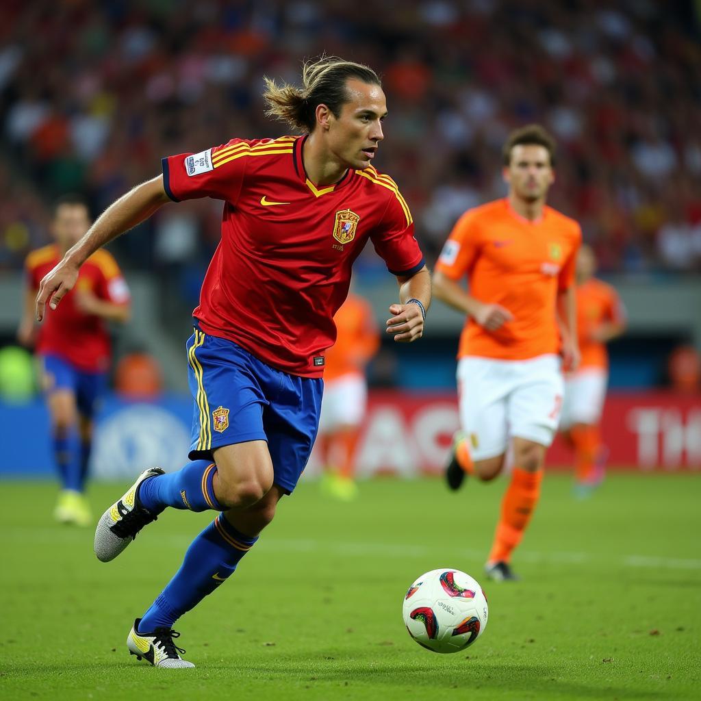 Andres Iniesta scoring the winning goal in the 2010 World Cup Final