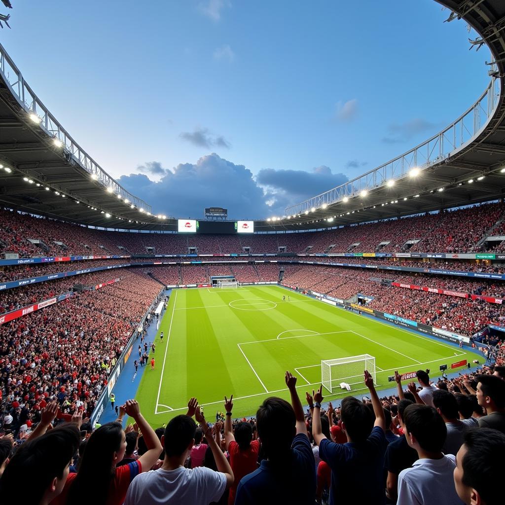 Japanese Football Stadium Filled with Cheering Fans