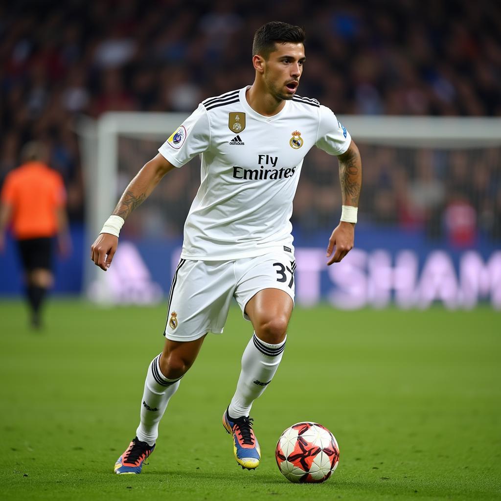 Javier Rodriguez in Action Wearing Number 37 for Real Madrid