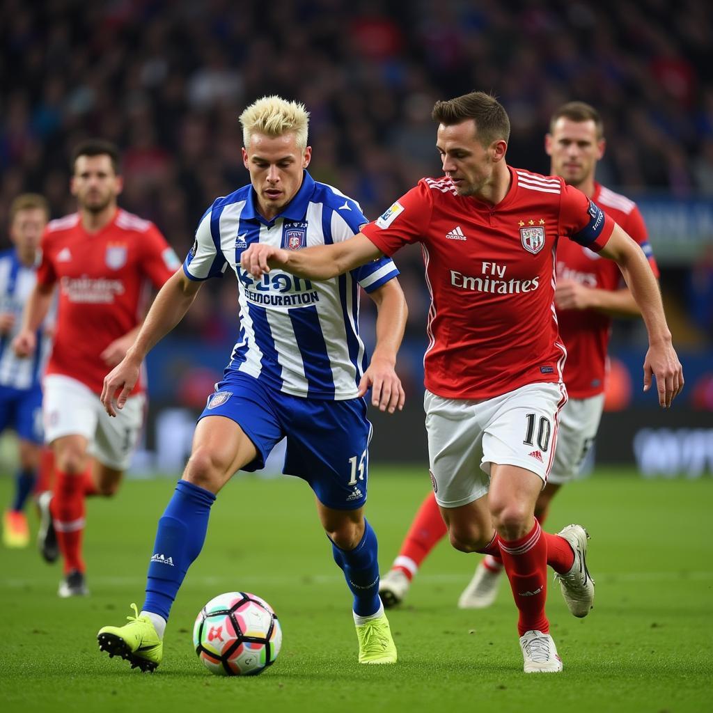 Julian Brandt controls the ball in midfield during a high-stakes match.