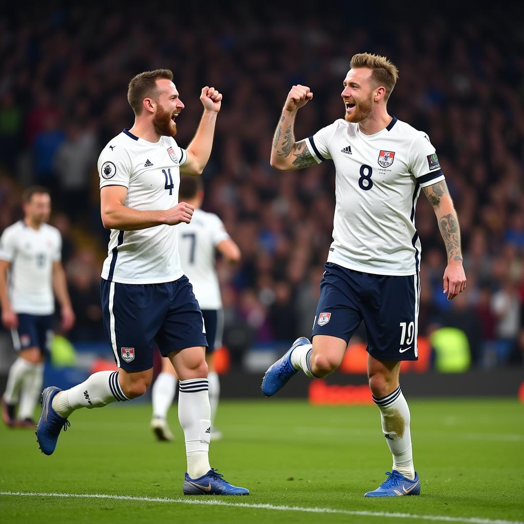 Kane and Haaland celebrating goals for their respective clubs