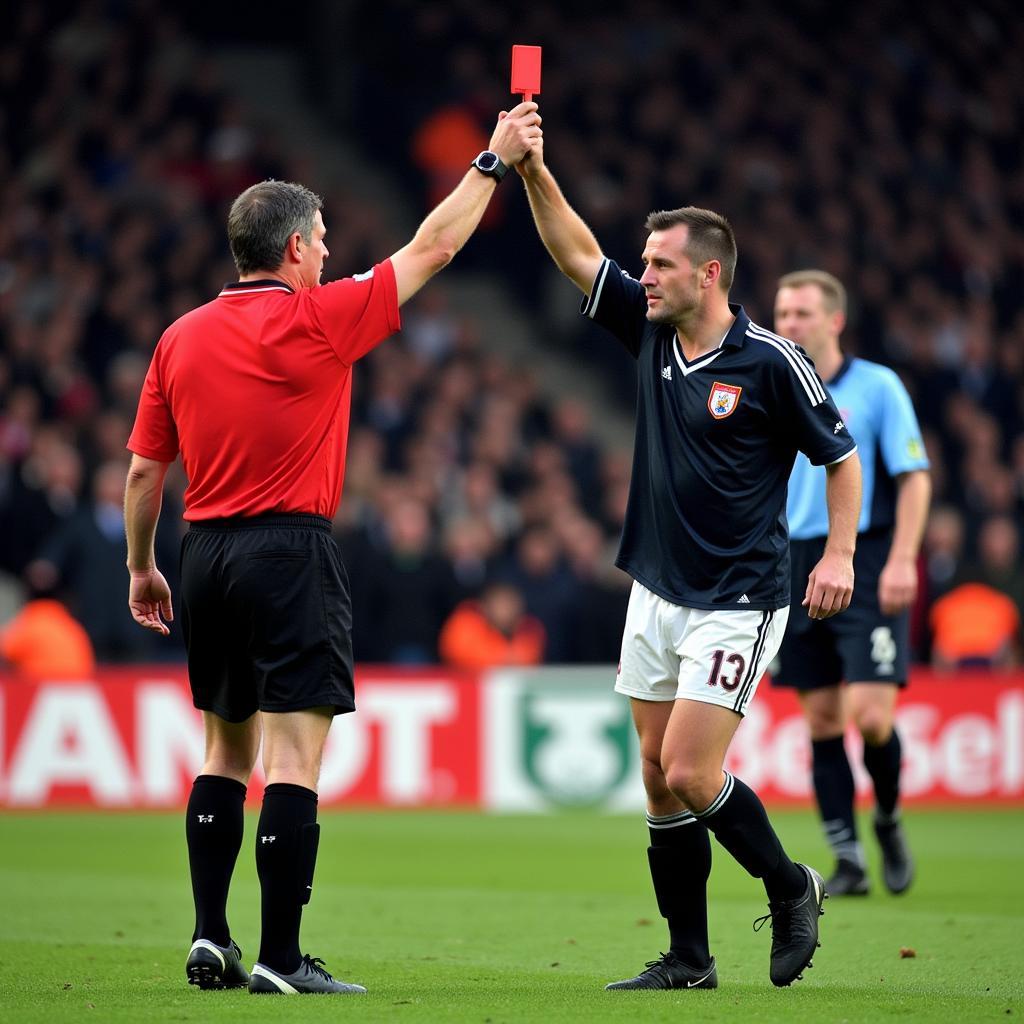 Keane receives a red card in the Manchester Derby