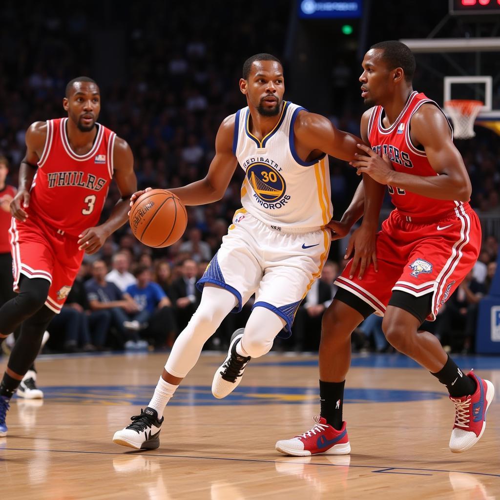 Kevin Durant showcasing his ball-handling skills