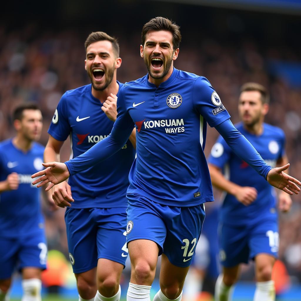 Mateo Kovacic celebrating a goal for Chelsea