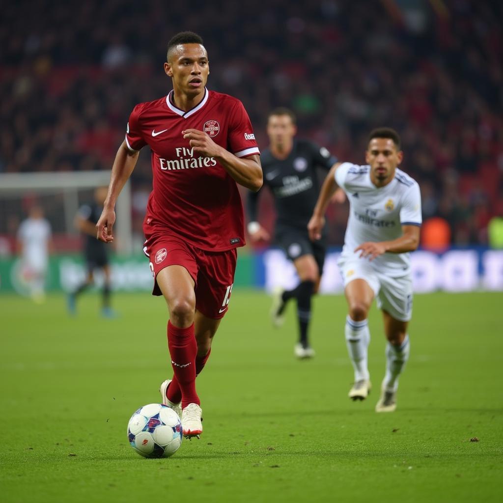 Kylian Mbappe sprinting with the ball