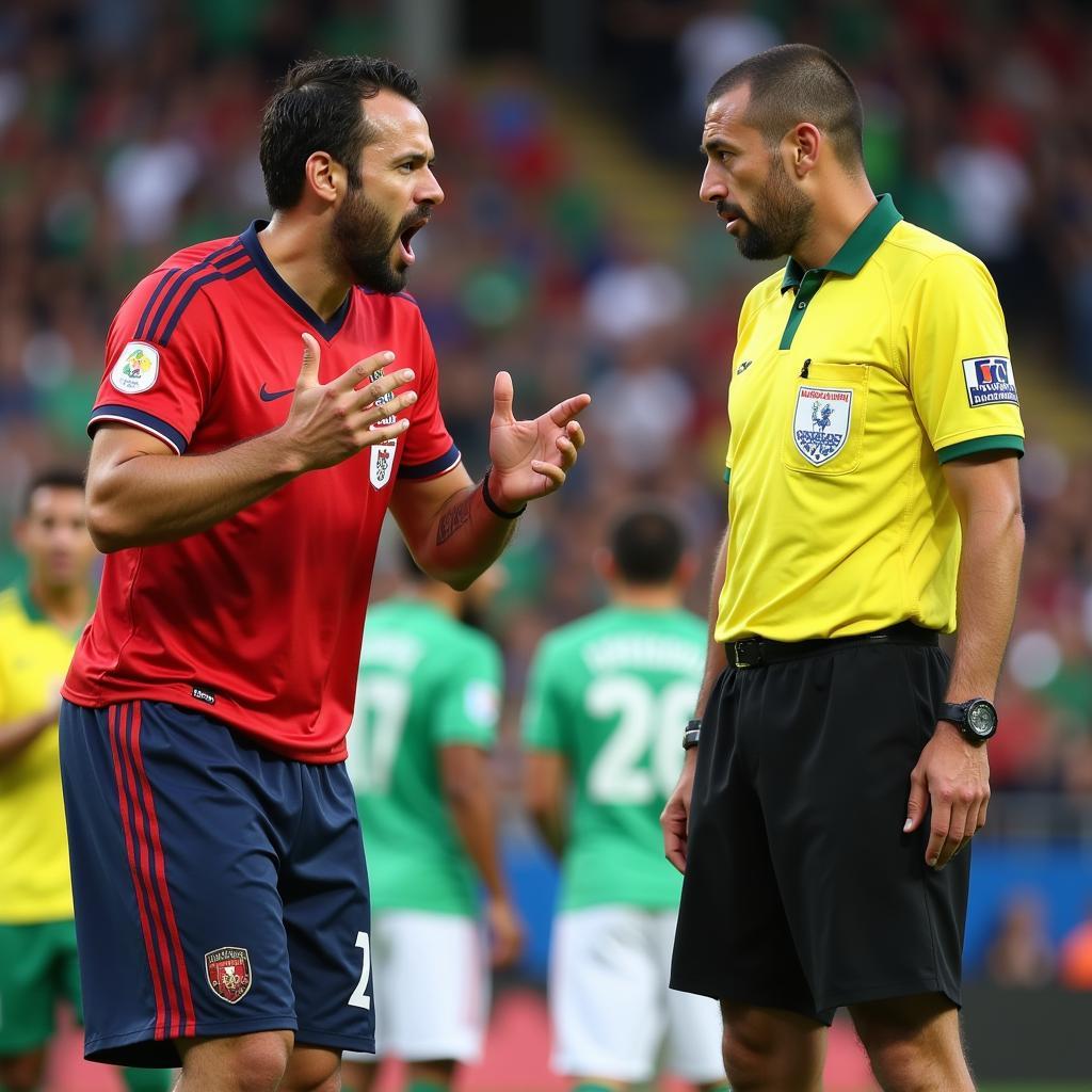 Funny language barrier moment between a referee and footballer