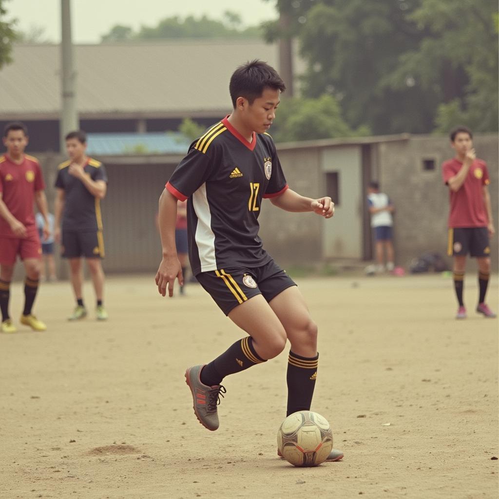 Le Van Dai playing youth football