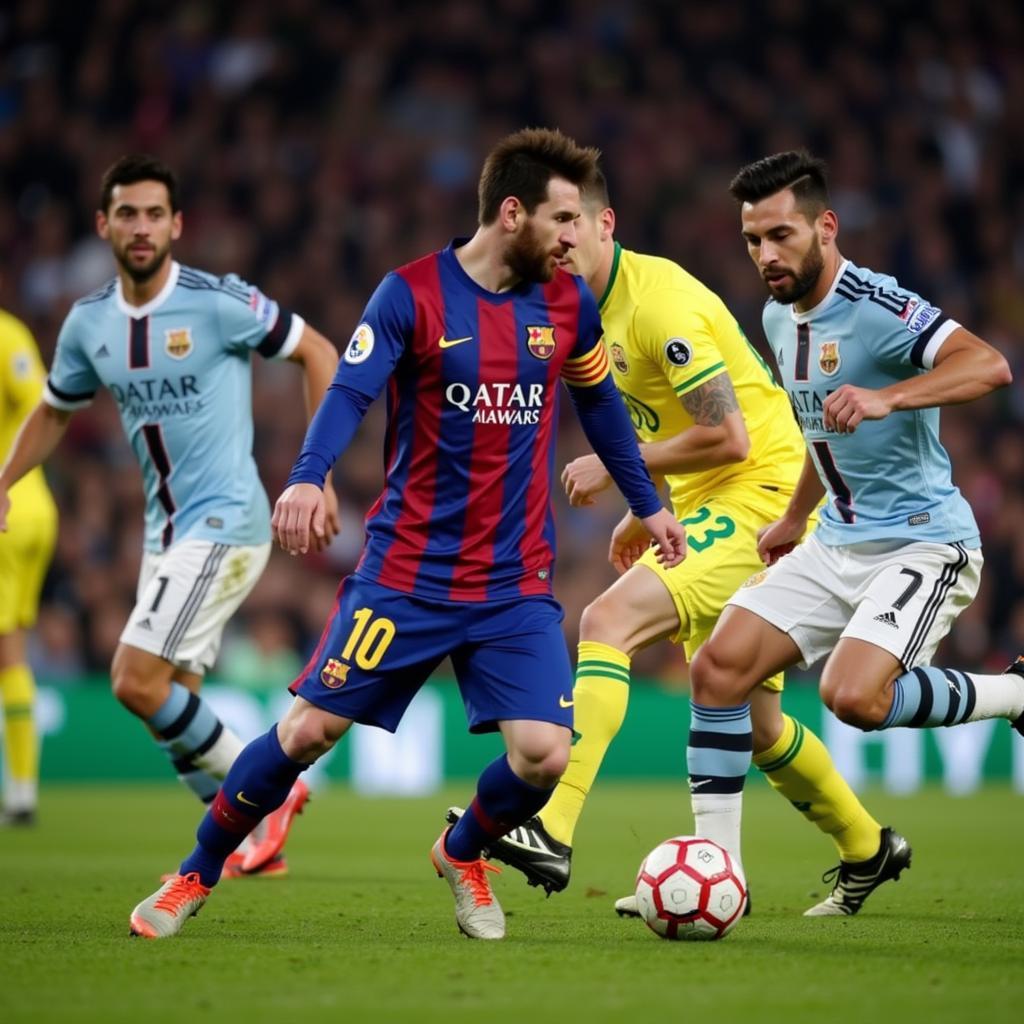 Lionel Messi Dribbling Past Defenders