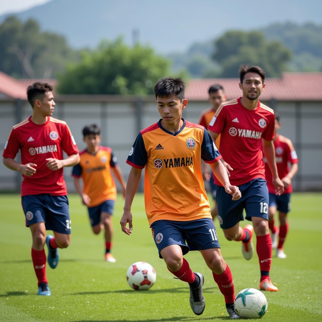 Local Football Team Training in Duc District