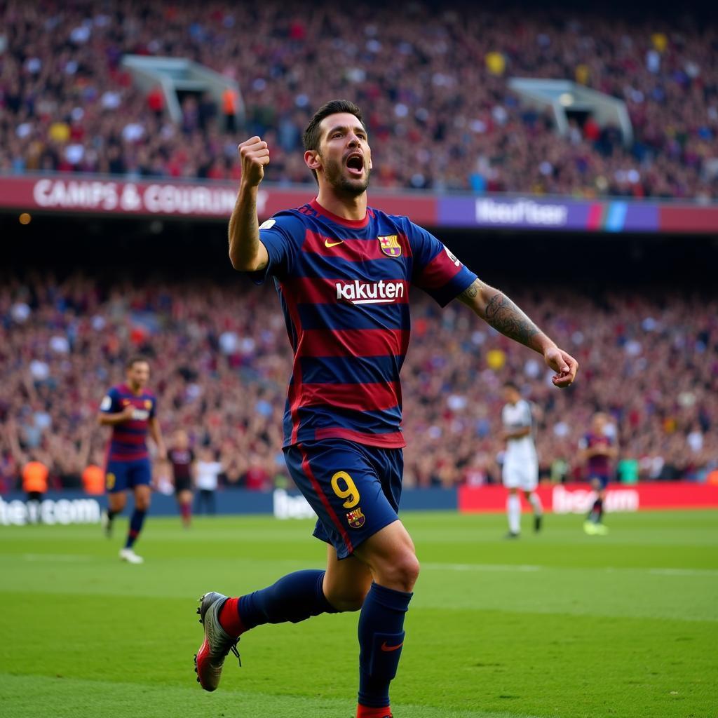 Luis Suarez celebrating a goal for FC Barcelona