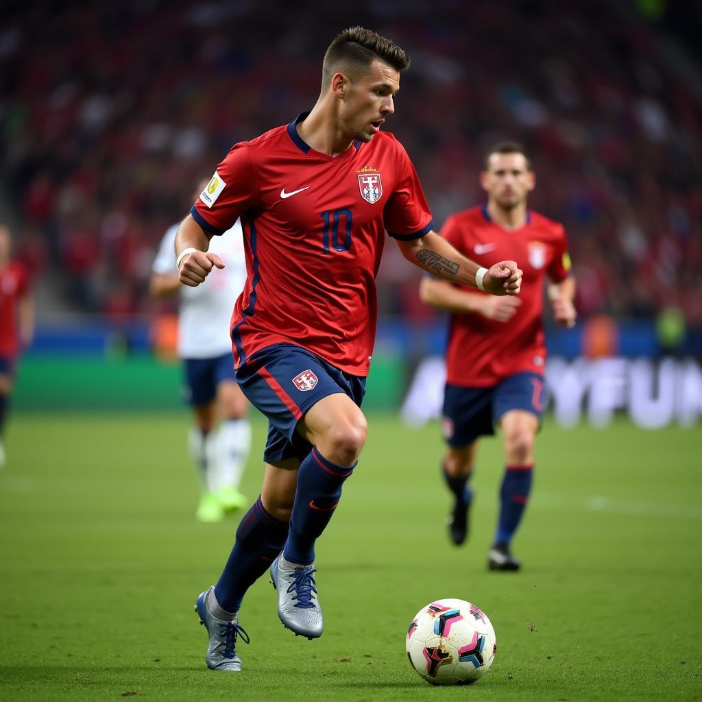 Luka Jovic playing for the Serbian national team