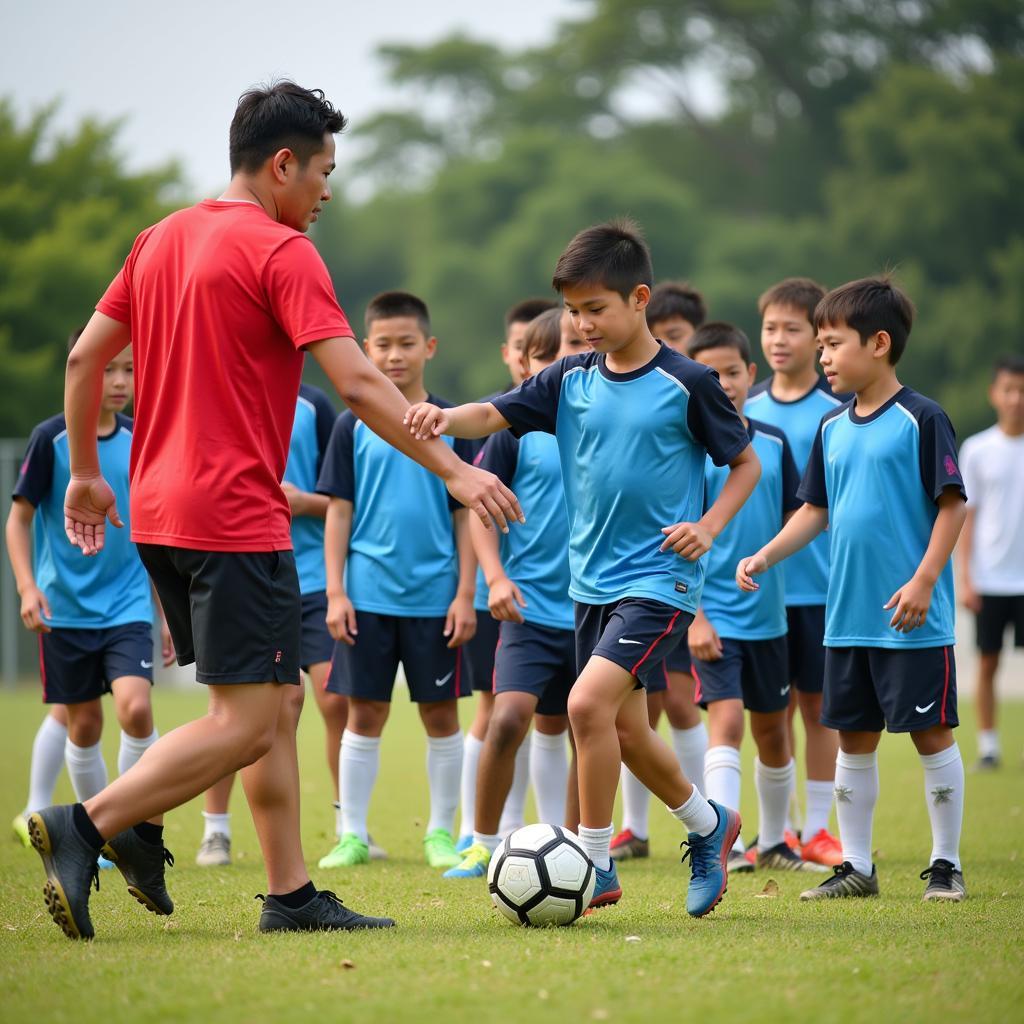 Luong Xuan Tru inspiring young footballers