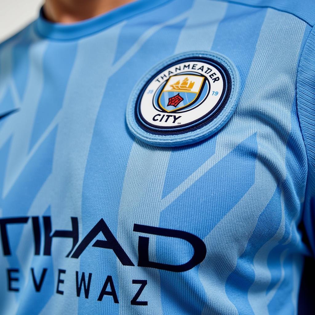 Close-up view of the Man City 3rd kit detailing design elements