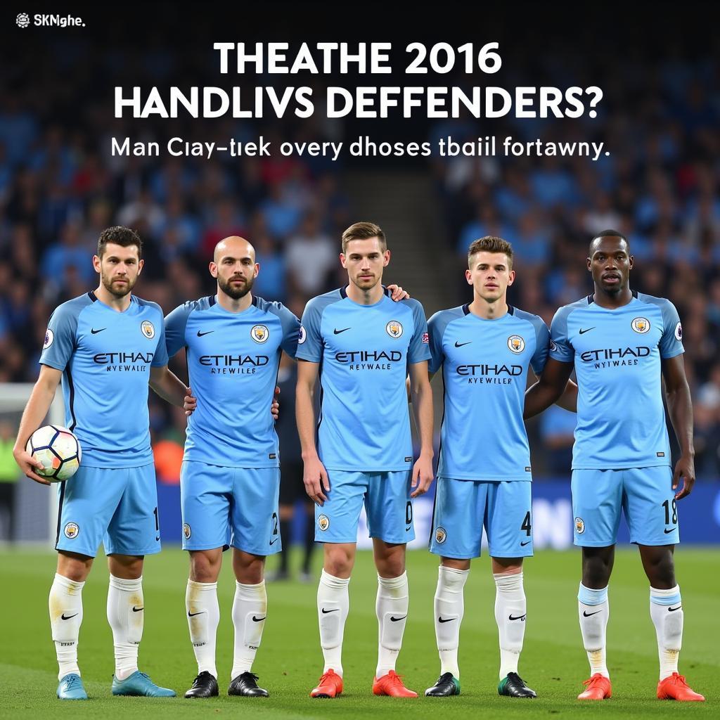 Man City Defenders: A formidable line-up protecting the goal.