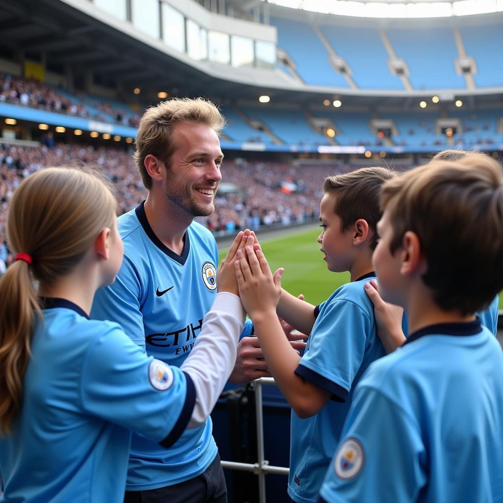 Erling Haaland Interacting with Young Manchester City Fans