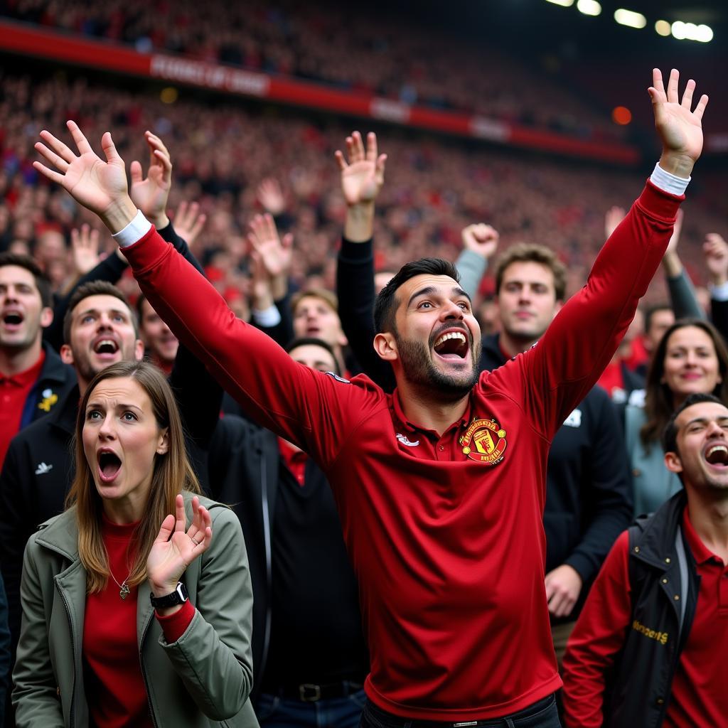 Manchester United Fans Celebrating a Goal