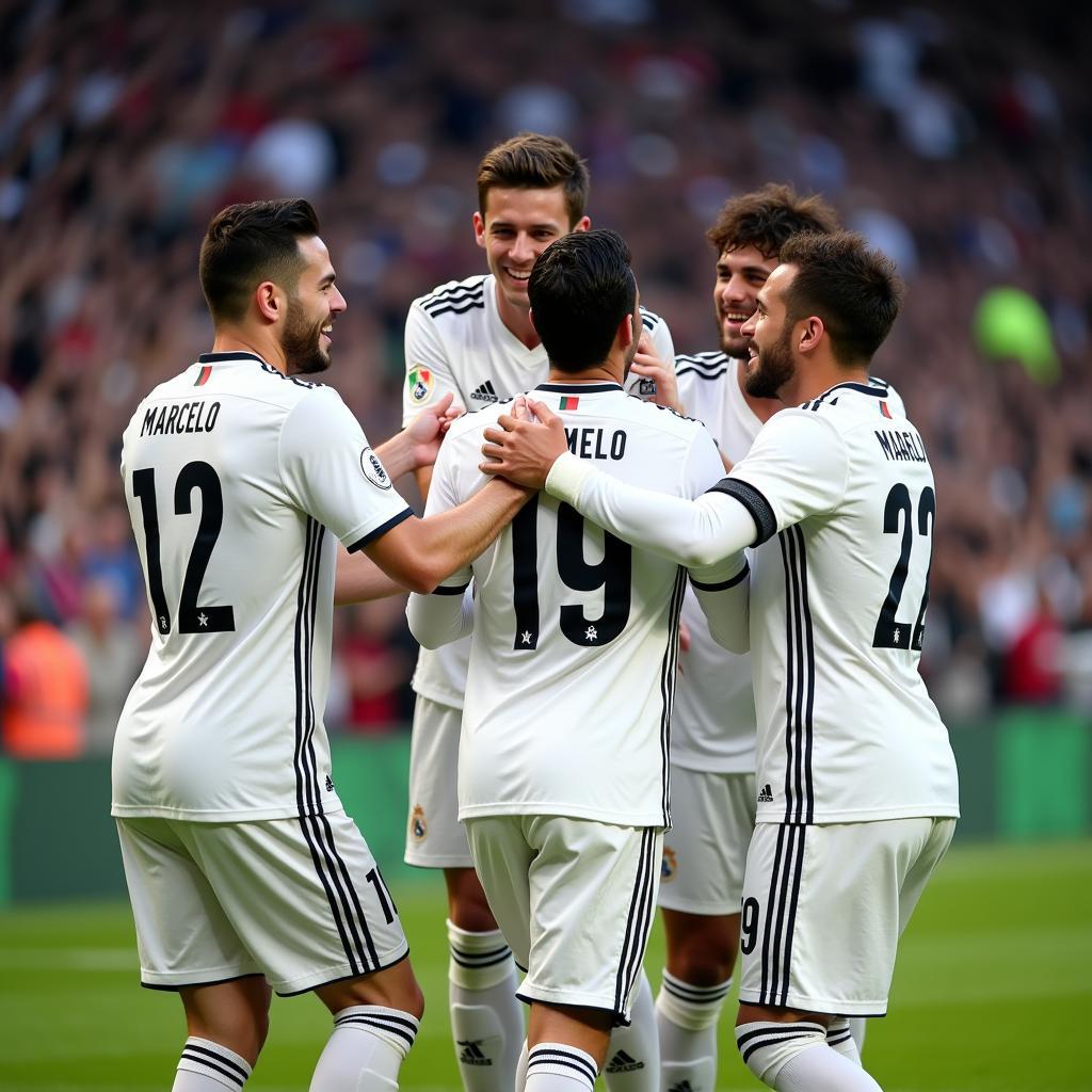 Marcelo Celebrating a Goal with Teammates