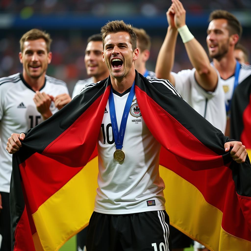 Mario Gotze celebrating Germany's World Cup victory