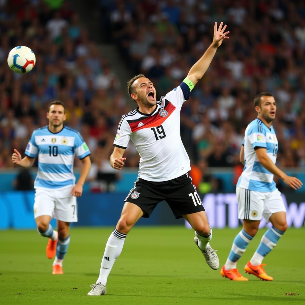 Mario Gotze scoring the winning goal in the 2014 World Cup final