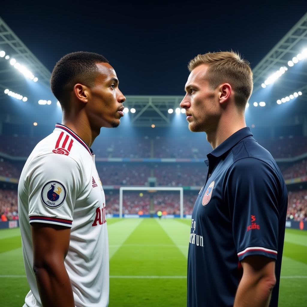 Mbappe and Haaland facing each other before a match